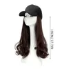 Syntetiska peruker Y2K peruk Punk Baseball Cap Casual Daily Wigs Women Summer Fashion Black White Peaked Long Curly Hair Hat Perk 17.7 tum 240329