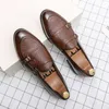 HBP Non-Marque Grande Taille 38-48 Design De Mode Confortable Noir Marron Hommes Double Moine Sangle Mocassins Chaussures