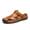 Сандалии горячая распродажа летние сандалии мужчины кожа классические римские сандалии мягкие туфли мокасины на открытые пляжные туфли мужчины сандалии плюс размер 3848