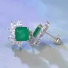 Stud Earrings 2024 S925 Silver 8 8mm Imitation Emerald Cutting Versatile Daily Live Sales