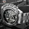 Forsining Men Watch Stainless Steel Military Sport Wristwatch Skeleton Automatic Mechanical Male Clock Relogio Masculino 0609 Y190217o