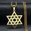 Collana con ciondolo simbolo esagramma ebraico in oro 14 carati con stella di David ebraismo, scudo Magen, collare per gioielli hombre