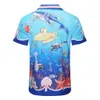 Koszulki Casa Blanca Summer New Ocean World Submarine Drukuj luźna hawajska koszula w stylu amerykańskim
