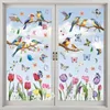 Window Stickers Spring Theme Glass Decor Colorful Set Flower Bird Butterfly Decals For Decoration Waterproof Pvc Reusable