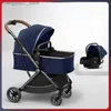 Kinderwagens # 3 in 1 Tweeweg lichtgewicht opvouwbare kinderwagen met vier wielen Luxe Kan zitten kan liggen Kinderwagen Schokabsorptie Kinderwagen L240319