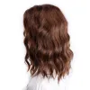 Pruiken 14 inch synthetische korte bob golvende pruik blond ombre bruin pruiken met pony aan de zijkant voor zwarte vrouwen vals haar