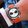 Armbandsur Red Star 1963 Chronograph 40mm Fashion Panda Eye ST1901 Rörelse Men mekaniska klockor Silikon Super Luminous Sapphire