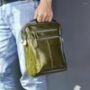 Качественная сумка из натуральной кожи, мужская повседневная сумка-мессенджер на плечо, зеленая модная сумка через плечо, 10 дюймов, сумка-тоут Mochila Satchel 5010-g