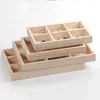 Jewelry Pouches Wood Empty Display Tray Stackable Girds Organizer Stand Jewellery Storage Packaging For Store Exhibit