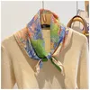 Scarves Tropical Jungle Real Silk Square Scarf Women Hair Ribbon Headband Ladies Neck Tie Wrist Wrap Neckerchief Shawl Bandana