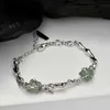 Bedelarmbanden F.I.N.S Originele Nieuwe Chinese Onregelmatige Bamboe Ketting Bedels Groene Aventurijn Jade Hand Fijne Edelstenen Pols Mode-sieraden L240318