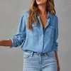 Damesblouses Effen Casual Losse Denim Shirts Voor Vrouwen 2024 Herfst Vintage Oversized En Mode Jeugd Vrouwelijke Tops