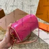 Kinderzakken luxe merk cc tas ontwerper octrooi lederen blauw fuchsia oude bloemen totote kussenzakken verstelbare lederen band crossbody schouderhandtassen cosmetische kast ma ma