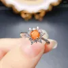 Klusterringar oktober Birthstone Ring Natural Fire Orange Opal Engagement Band Sterling Sier Jewelry Snowflake