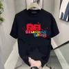 Maglietta Plus da uomo Stampa obliqua T-shirt manica corta Top Sell Felpa con cappuccio tendenza in puro cotone di alta qualità Moda Uomo Magliette Modello arcobaleno Hip hop Nero corto USA Taglia 3XL