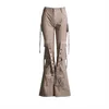 Autumn 2023 New High Waist Flared Jeans Womens Fashion Tooling Slim Trousers Mopping Pants