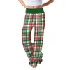 Women's Pants Lounge High Waist Wide Leg Polyester Soft Comfortable Drawstring Christmas Pajama For Daily Wearing