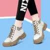 Dress Shoes High-top Sneakers Velvet Trekking Footwear Winter Women's Thick-soled Platform Sports Leisure Skateboard Walking