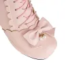 Boots Pxelena Hot Plus taille 3443 Femmes Chaussures de mariage White Pink Fur Bowtie Ruffles Princess Uniforme Lolita Cosplay JK Gnee High Boots