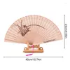 Decorative Figurines Retro Chinese Style Hollow Hand-held Fan Natural Wooden Carve Bamboo Folding Wedding Party Dance Props Handcraft Decor