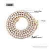 4mm 5mm 6mm largeur mode cuivre glacé cubique Zircon Tennis chaîne collier Rose or argent couleur en gros goutte 240311