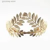 Tiaras vintage guldblad tiara krona brudhuvudstycke huvud smycken kvinnor hårband brud bröllop hår smycken drottning fest tillbehör y240319