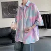 Men's Casual Shirts Tie-dye Men Loose Youthful Vitality Contrast Color Cozy Korean Style Minimalist Stylish Hip Hop Aesthetic Teens Clothing