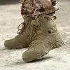 Sapatos de fitness homens botas do exército militar deserto à prova dwaterproof água segurança trabalho ao ar livre escalada caminhadas tornozelo tático