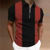 Erkekler Polos 2024 Retro Pullover Sokak Giysileri Yaz Tasarım Baskılı Yakası T-Shirt Moda Fermuarı Üst Kırış Polo Gömlek