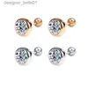 Stud 6.5mm D Färg Moissanite Studörhängen 18K Rose Gold Plated 100% S925 Sterling Silver Jewelry for Women Screw Thread Ear Studsc24319