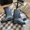 New 24ss Fashion brand women designer rain boots over the knee c letter knee length long boots black khaki jelly rubber luxury women knee boots