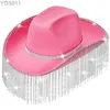 Cappelli a tesa larga Secchiello M2EA Strass Cowgirl Glitter Rave Cow Girl Cappello con frange Taglia adulta Cowboy per la festa 3 colori 240319