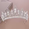 Diademi Corona nuziale Corona di strass di cristallo Gioielli per capelli da sposa Colore argento Diademi Corone per la sposa Diadema Accessori per capelli da sposa Y240319