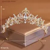 Tiaras Itacazzo Bridal Headwear Gold-Colour Womens Classic Wedding Crown Girl Birthday Tiaras Y240319