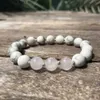 Charmarmband MG0923 8 mm Handgjorda Howlite Women s Natural Rose Quartz Energy Protection Best Mother's Day Gift SMycken L240319