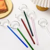 Cuillères cuillère en verre borosilicate avec long manche Transparent résistant à la chaleur Sauce bec de soupe Dessert cuisine Bar fête