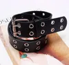 الحزام للسيدات المزدوج البخار البخار Hip Hop Fashion Leather Metal Hollow Out Women's Punk Belt 240315