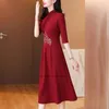 Vêtements ethniques 2024 Robe vintage chinoise améliorée A-ligne Cheongsam National Flower Broderie Mariage Qipao Oriental Banquet Soirée