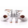 shoes Women Latin Dance Shoes Female Tango Salsa Dancing Shoe Closed Toe Soft Sole Gold Silver Ballroom Heels 5 7cm Wedding Party Shoe