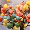 Party Decoration 3pcs Easter Egg Tree Branch Colorful Painting Artificial Foam Eggs Home Table Plant Decorations Supplies Kids DIY Crafts