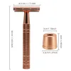 Scheermes Rose Gold Razor Klassiek veiligheidsscheermes met dubbele rand voor heren Scheren Dames ontharing 10 scheermesjes Handmatig scheerapparaat vrouwelijk