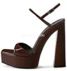 Sandales Charme Vin Rouge Noir Talon Chunky Bout Ouvert En Cuir Verni Brides À La Cheville Plate-Forme Haute Robe Chaussures Talons De Fête