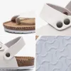 Sandaler 2021 Summer Men Sandals Cork Beach Pu Leather Female Shoes Back Strap Soft Bottom Comfort Solid Ladies Footwear Big Size 45