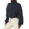 Active Shirts Warm And Comfortable Yoga Sweatshirt With Stand Collar For Women Loose-fit Top Added Warmth