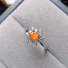 Klusterringar oktober Birthstone Ring Natural Fire Orange Opal Engagement Band Sterling Sier Jewelry Snowflake