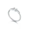 Pierścień designerski dla kobiet luksusowy pierścionek z diamentem męskie podwójne t otwarte pierścionek ślub złoto