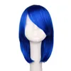 Perucas sintéticas mulheres meninas bob reta cosplay peruca traje festa preto branco azul vermelho rosa 40 cm perucas de cabelo sintético 240329