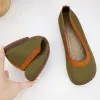 Flats Larger Size Women Barefoot Shoes Patchwork Knits Sneakers Round Toe Flats Shoes Breathable Flat Heel Loafers Casual Shoes