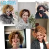 Perucas sintéticas Lekker colorido curto kinky encaracolado bob peruca de cabelo humano para mulheres naturais sem cola brasileiro remy cabelo ombre marrom fofo onda perucas 240328 240327