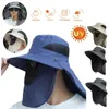 Hoeden met brede rand Zomerzon Uv-bescherming Outdoor Jacht Vissen Cap Voor Mannen Vrouwen Wandelen Camping Vizier Emmer Hoed Afneembaar